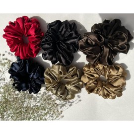  Fashion Alley Jumbo Size Solid Satin Hair Scrunchies Pack Of 12