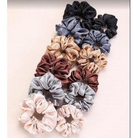 Fashion Alley Xl Size Satin Hair Scrunchies For Women Pack Of 12 
