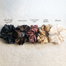 Fashion Alley Satin Plain Scrunchies ( pack of 12  ) 